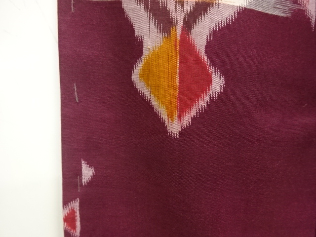  アンティーク　変わり菱模様織出し銘仙着物